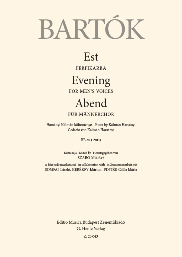 Evening : for Men's Voices, BB 30 (1903)