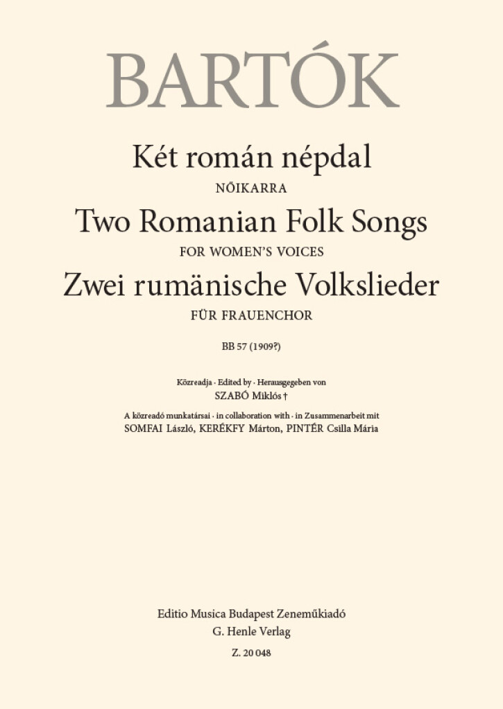 Two Romanian Folk Songs : for Women's Voices, BB 57 (1909?)