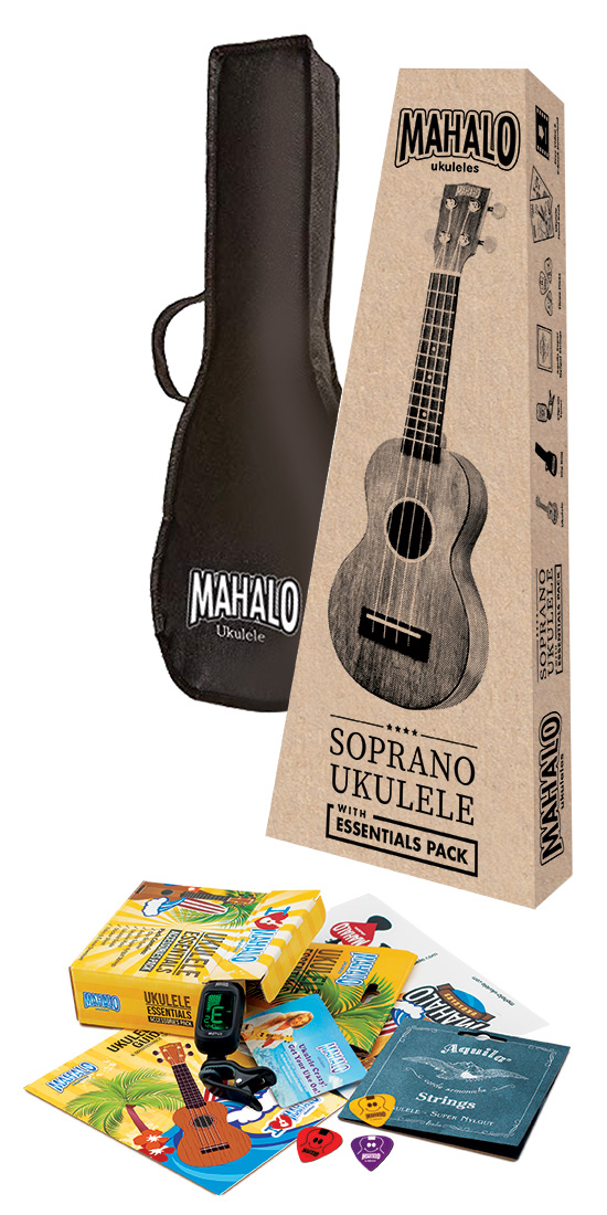 Mahalo Ukulele pakke med Java Sopran Ukulele - Trans Brown