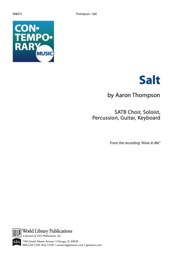 Salt : SATB, Soloists, Percussion and Keyboard