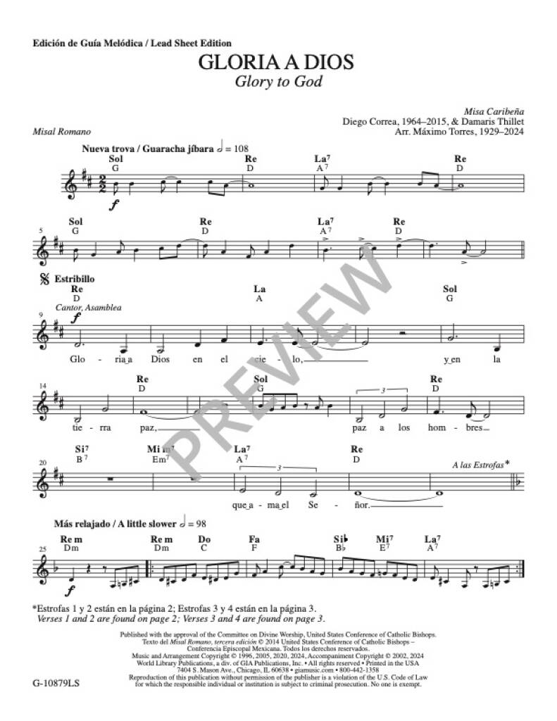 Gloria a Dios : Glory to God - Lead Sheet Edition