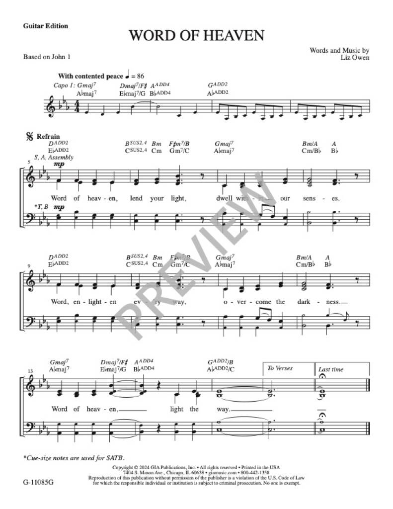 Word of Heaven : For Choir, Cantor, Assembly, Keyboard and Guitar