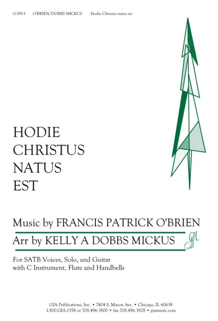 Hodie Christus Natus Est : 7 Handbells, Flute, Guitar