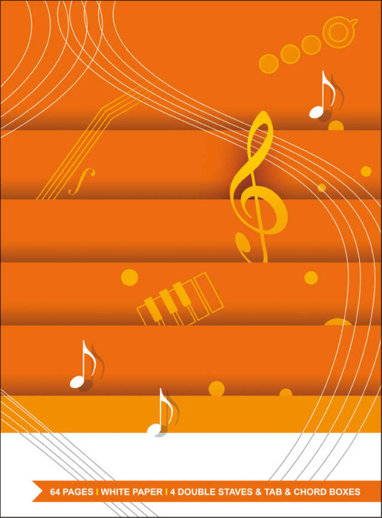 Quaderno di musica chitarra - 64 pp. carta bianca : 4 pentagrammi doppi (standard + tablatura) e griglie per accordi