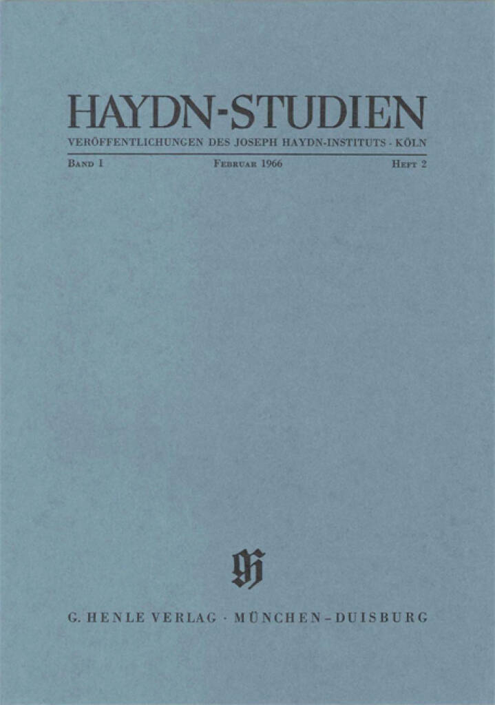 Haydn-Studien Bd. 1 Heft 2 : Haydn Studies Vol. 1 No. 2