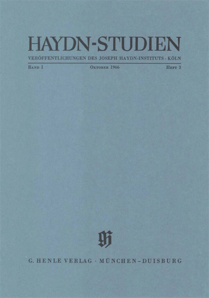 Haydn-Studien Bd. 1 Heft 3 : Haydn Studies Vol. 1 No. 3