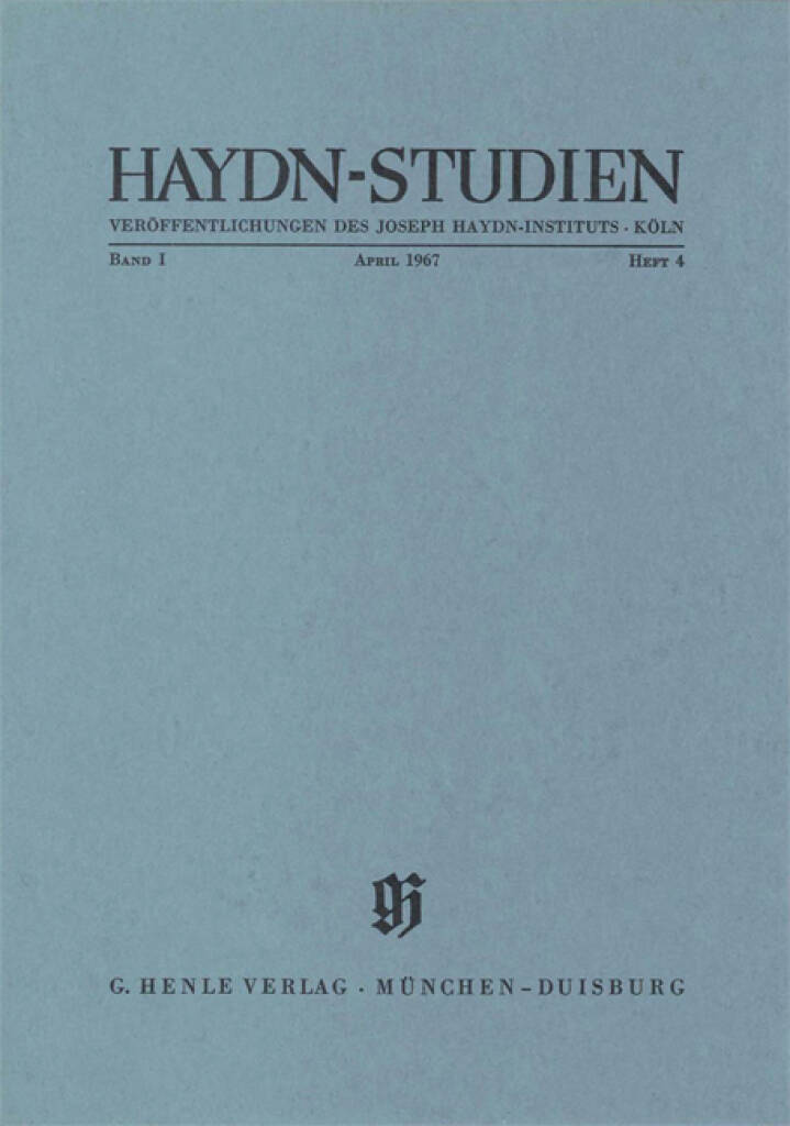 Haydn-Studien Bd. 1 Heft 4 : Haydn Studies Vol. 1 No. 4