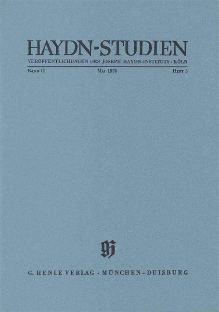 Haydn-Studien Bd. 2 Heft 3 : Haydn Studies Vol. 2 No. 3
