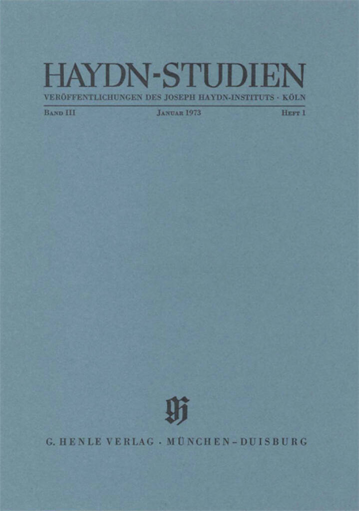 Haydn-Studien Bd. 3 Heft 1 : Haydn Studies Vol. 3 No. 1