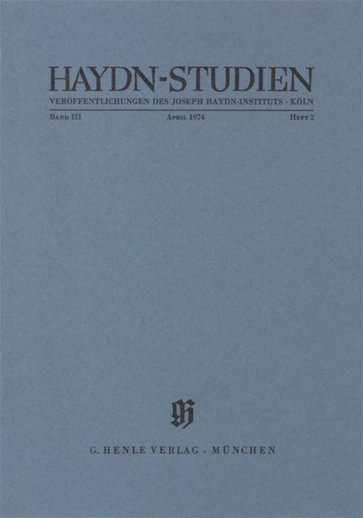 Haydn-Studien Bd. 3 Heft 2 : Haydn Studies Vol. 3 No. 2