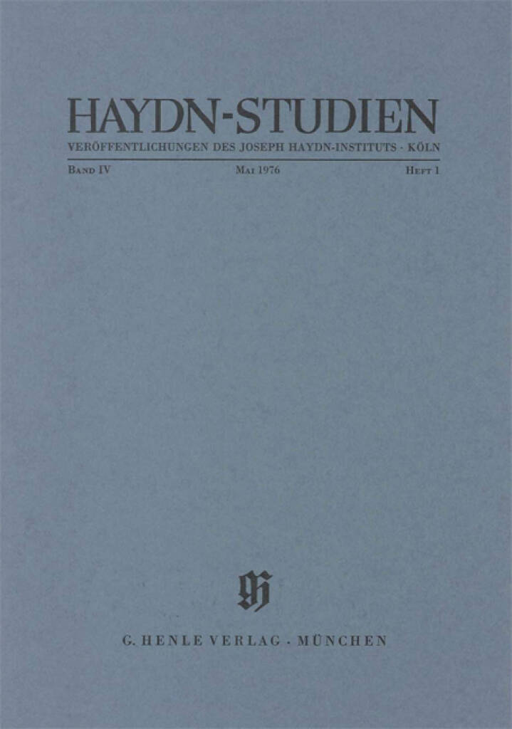 Haydn-Studien Bd. 4 Heft 1 : Haydn Studies Vol. 4 No. 1