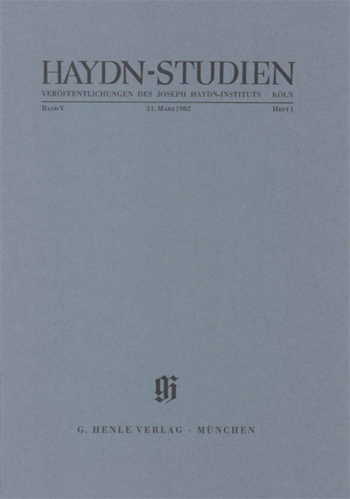 Haydn-Studien Bd. 5 Heft 1 : Haydn Studies Vol. 5 No. 1