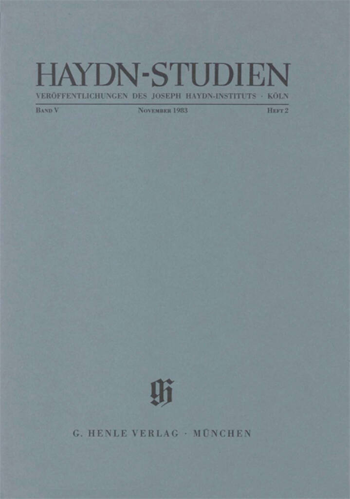 Haydn-Studien Bd. 5 Heft 2 : Haydn Studies Vol. 5 No. 2