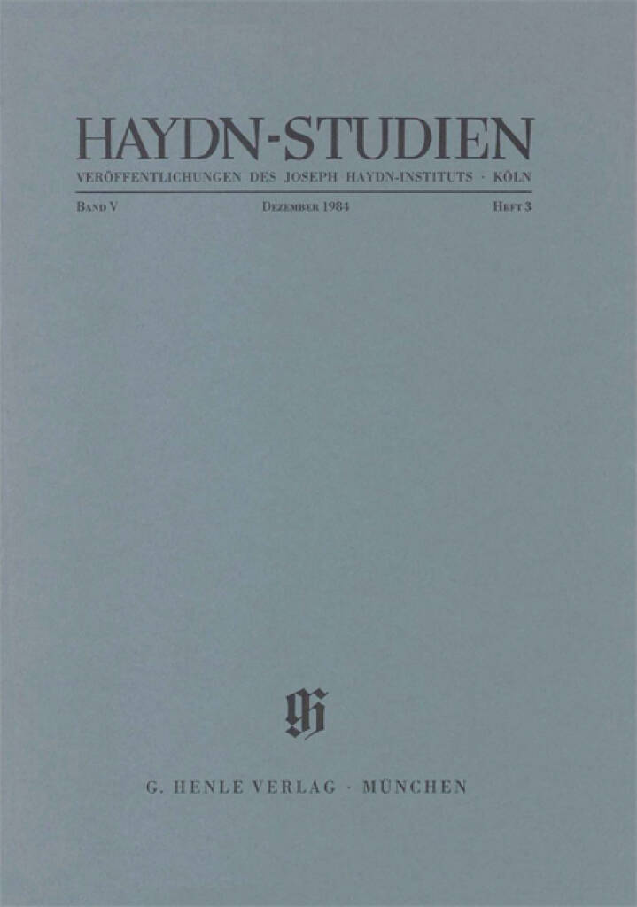 Haydn-Studien Bd. 5 Heft 3 : Haydn Studies Vol. 5 No. 3