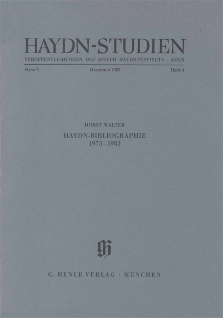 Haydn-Studien Bd. 5 Heft 4 : Haydn Studies Vol. 5 No. 4