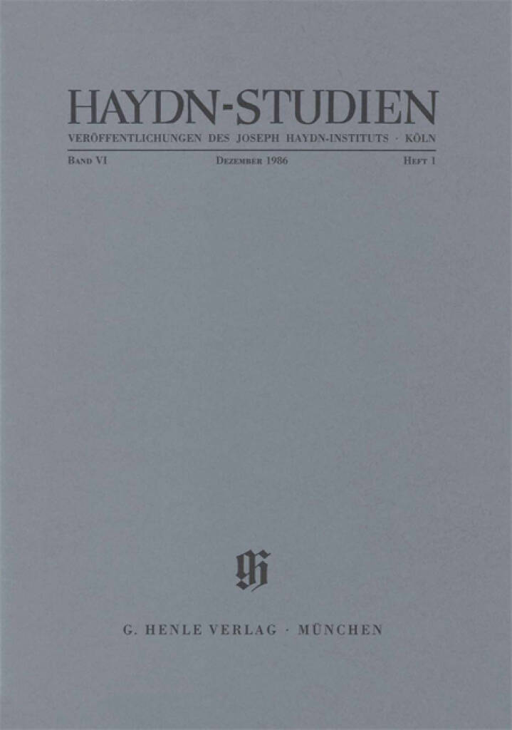 Haydn-Studien Bd. 6 Heft 1 : Haydn Studies Vol. 6 No. 1