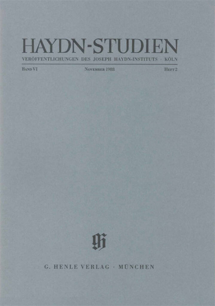 Haydn-Studien Bd. 6 Heft 2 : Haydn Studies Vol. 6 No. 2