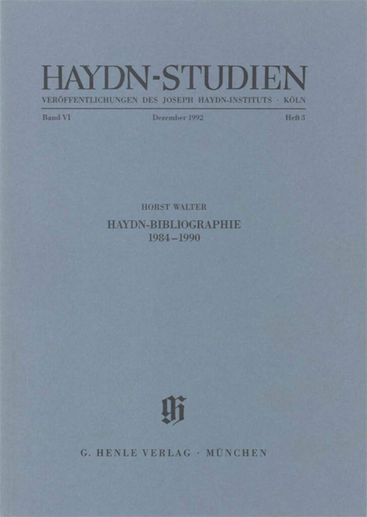 Haydn-Studien Bd. 6 Heft 3 : Haydn Studies Vol. 6 No. 3