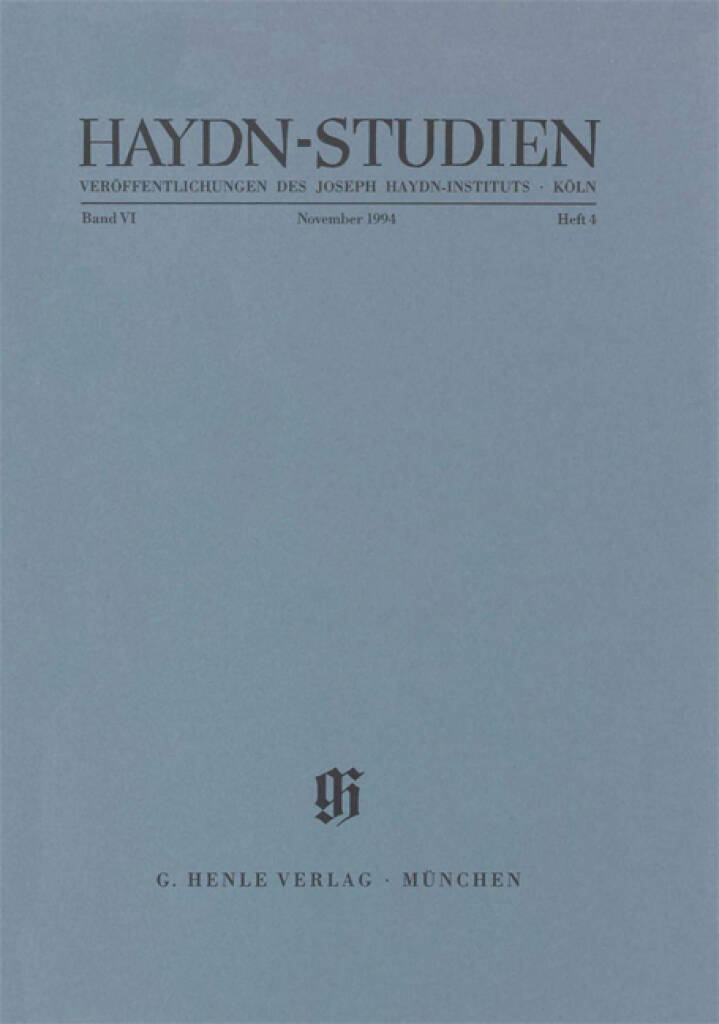 Haydn-Studien Bd. 6 Heft 4 : Haydn Studies Vol. 6 No. 4
