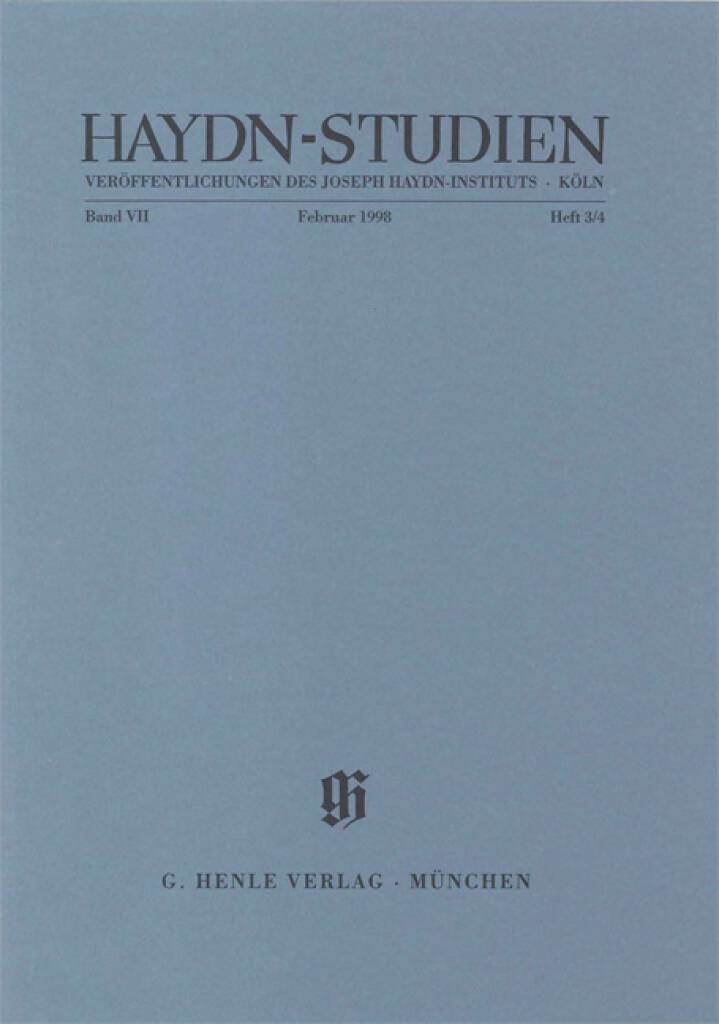 Haydn-Studien Bd.7 Heft 3/4 : Haydn Studies Vol.7 No. 3/4