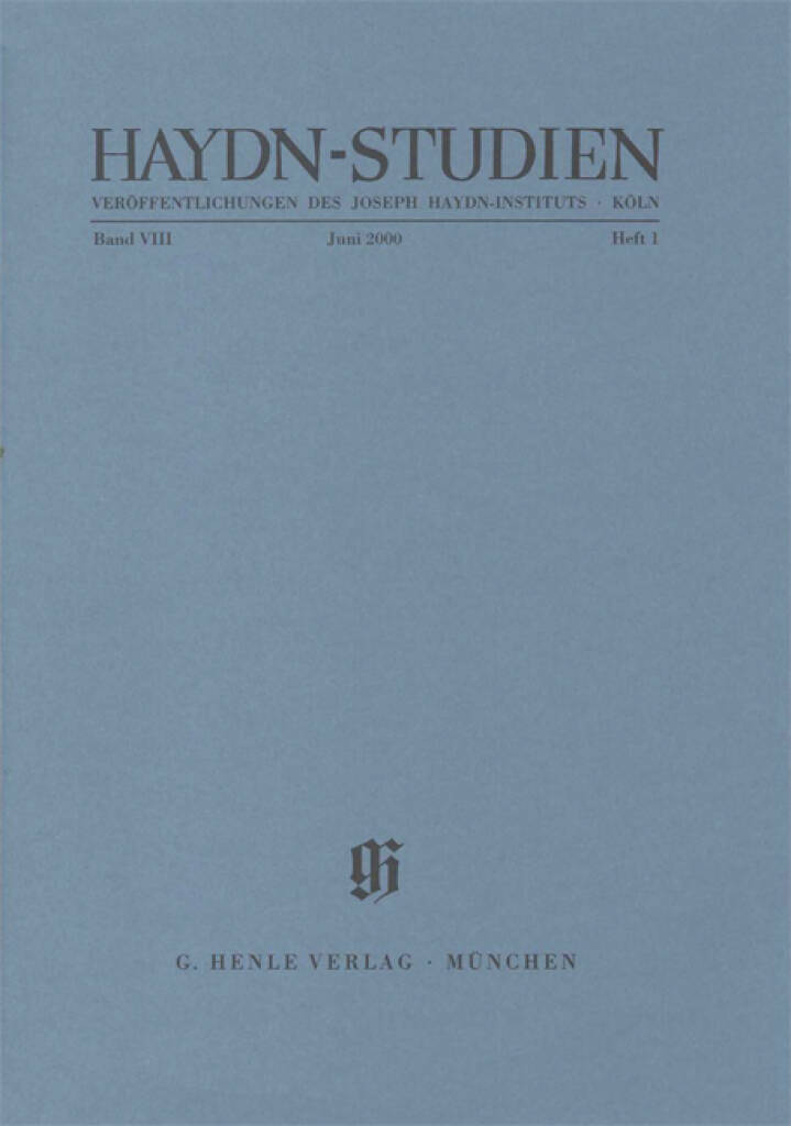 Haydn-Studien Bd. 8 Heft 1 : Haydn Studies Vol. 8 No. 1
