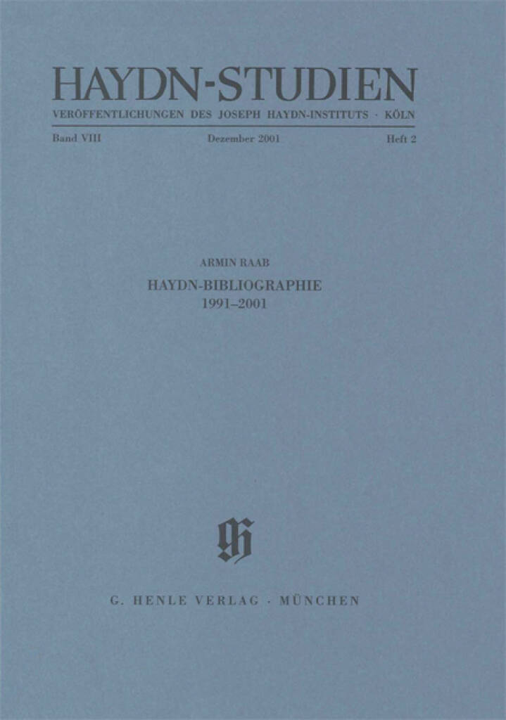 Haydn-Studien Band 8 Heft 2 : Haydn Studies Vol. 8 No. 2