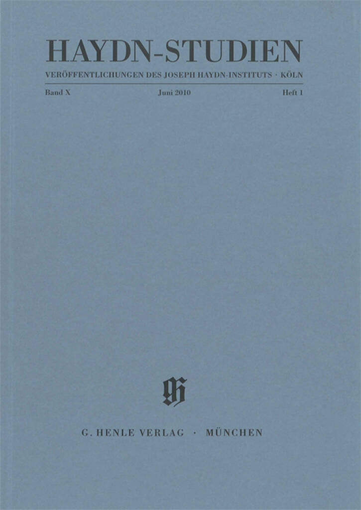 Haydn Studien Band 10 Heft 1 : Haydn Studies Vol. 10 No. 1