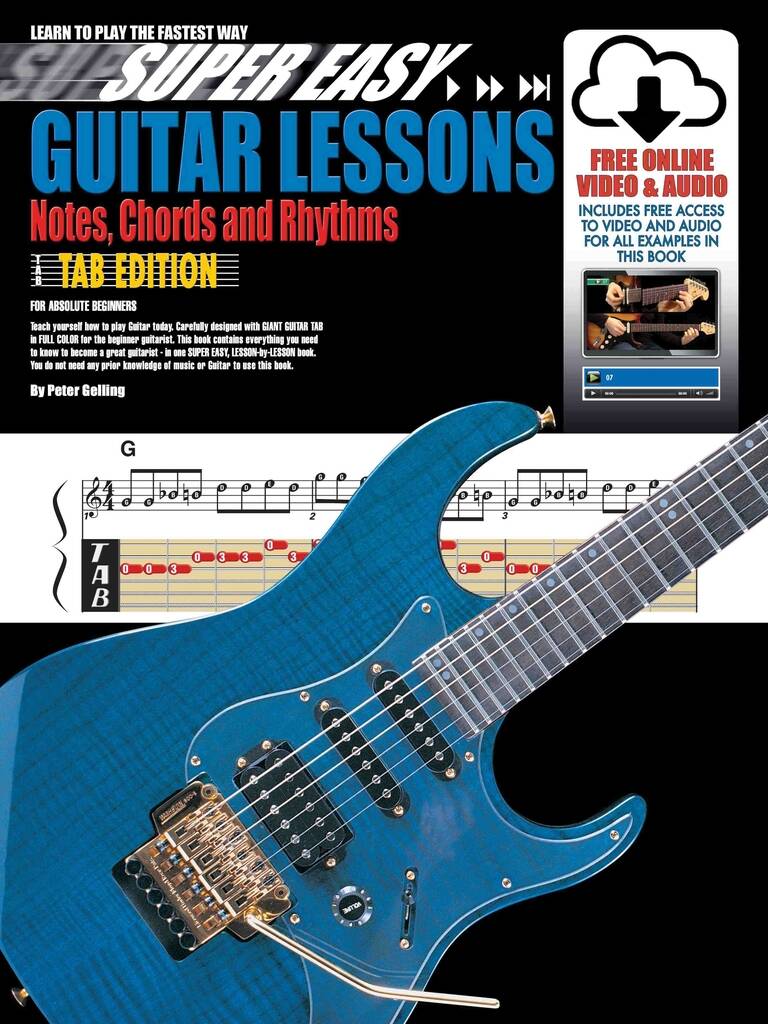 Super Easy Guitar Lessons : Notes, Chords & Rhythms with TAB - With Poster
