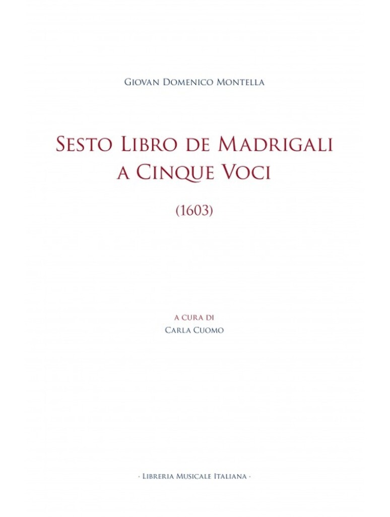 Sesto Libro de Madrigali a Cinque Voci