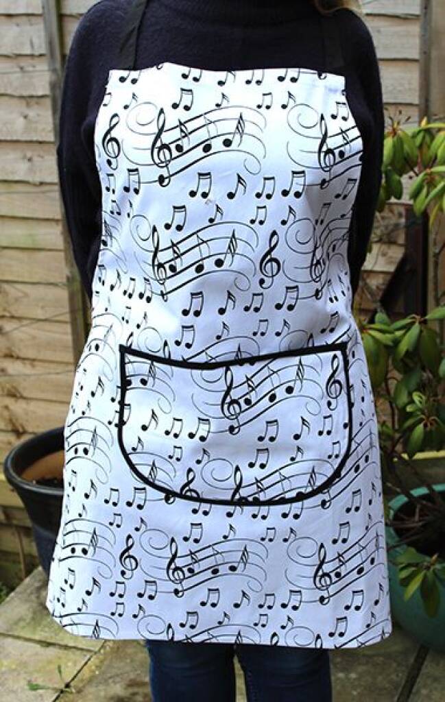 Apron Black/White Notes Design