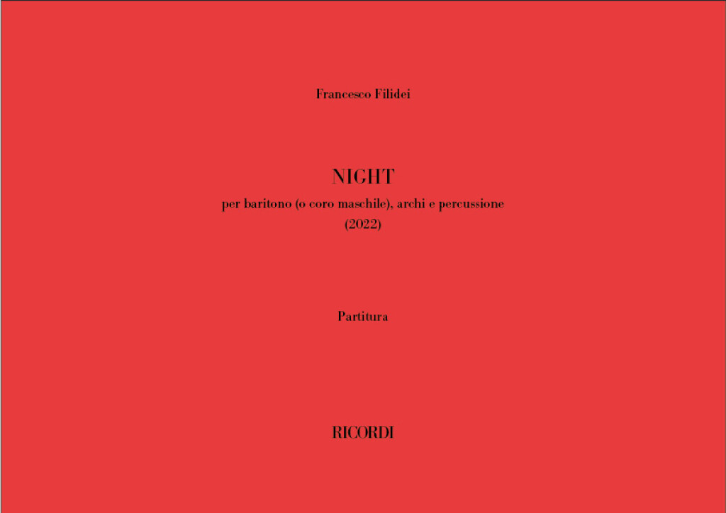 Night : per baritono (o coro maschile), archi e percussione