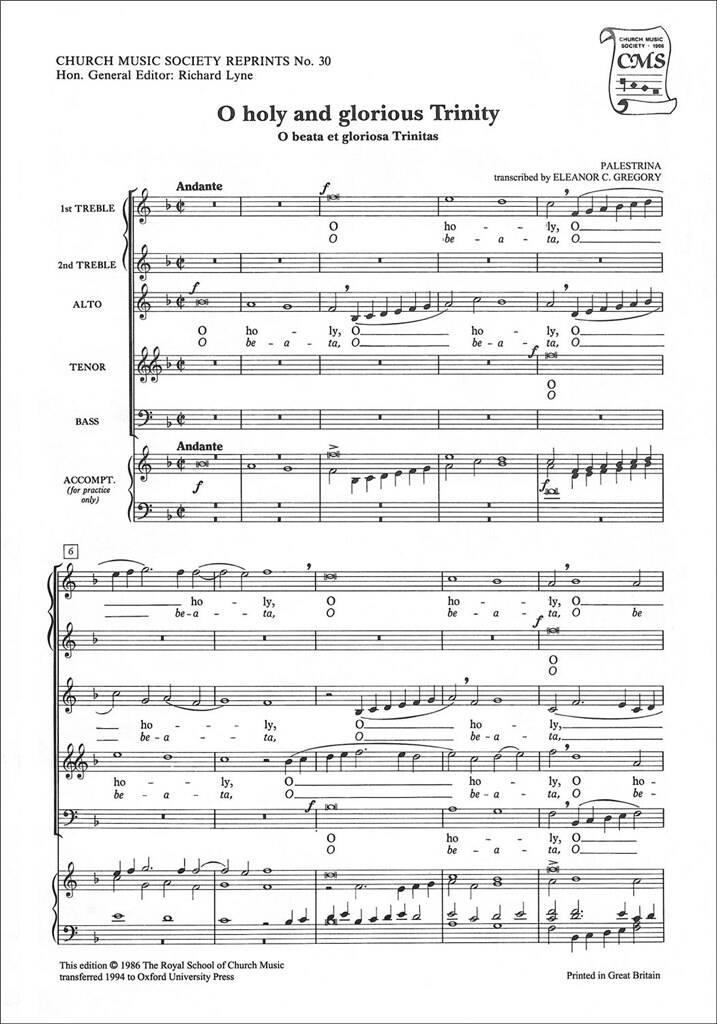 O holy and glorious Trinity : O beata et gloriosa Trinitas