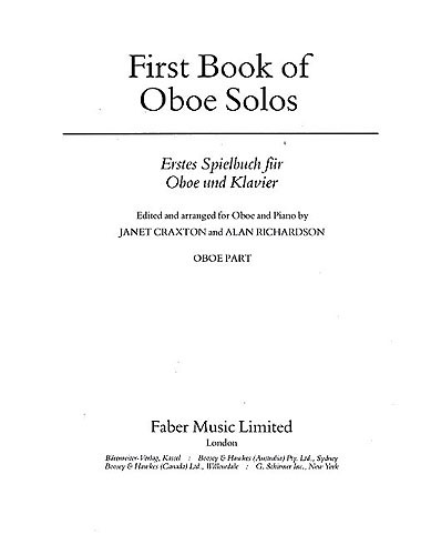 First Book Of Oboe Solos (Oboe Part)