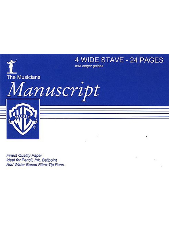 Manuscript Paper A5 4-Stave (Wide) - 24 Pages White
