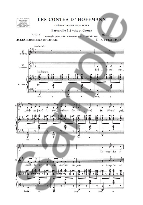 OFFENBACH CONTES D'HOFFMANN (LES) BARCAROLLE BELLE NUIT VOIX (2) ET PI