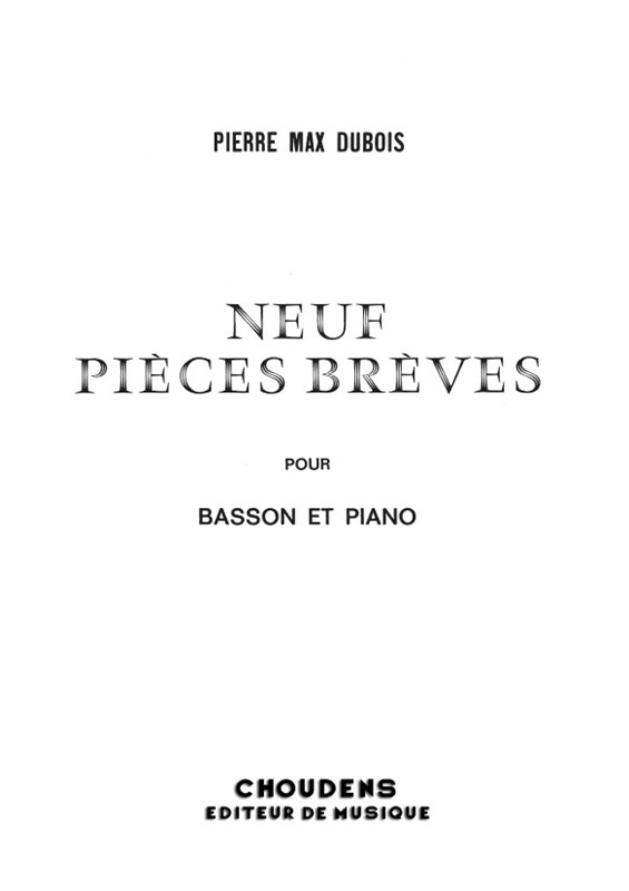 DUBOIS 9 PIÈCES BRÈVES BASSON ET PIANO