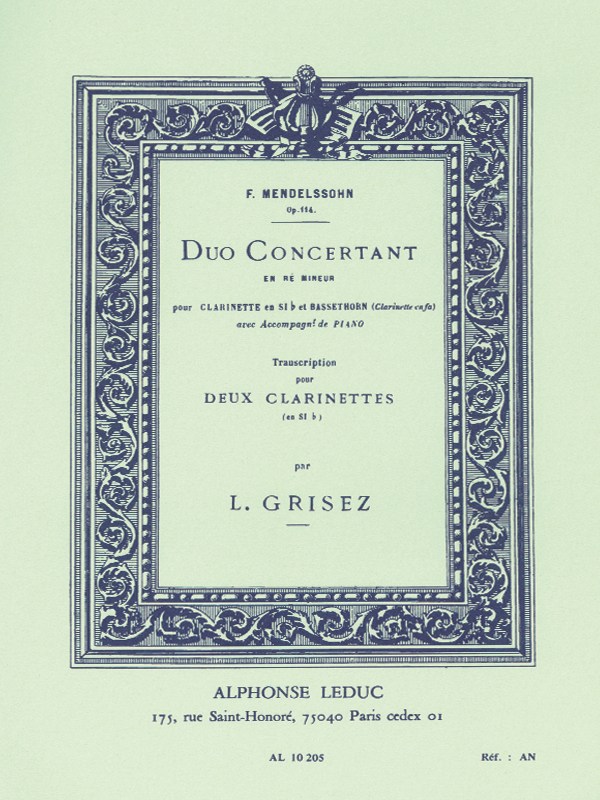 Felix Jacob Ludwig Mendelssohn Bartholdy: Duo concertant Op.114 (Clarinets 2)