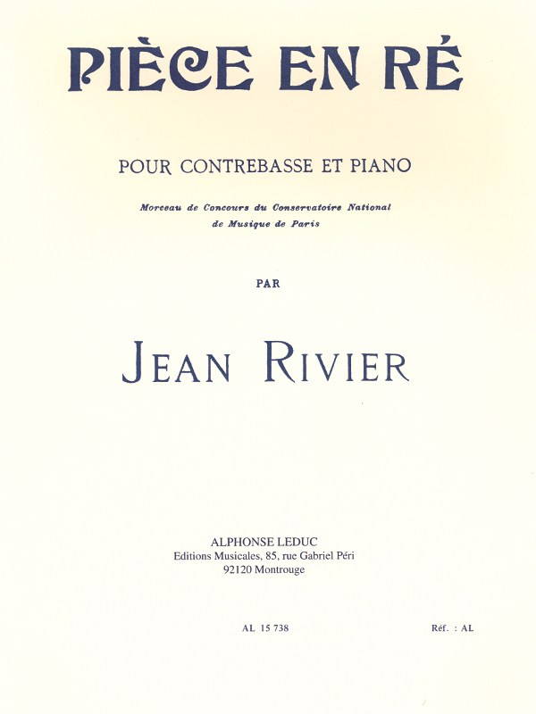 Jean Rivier: Pièce en ré (Double Bass & Piano)
