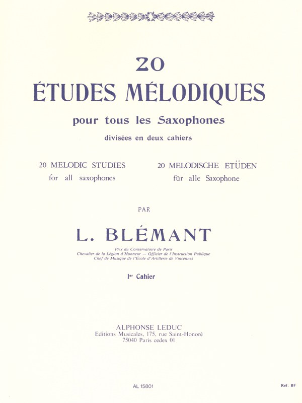 L. Blémant: 20 Etudes mélodiques Vol.1 (Saxophone solo)