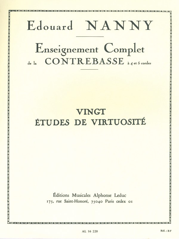 Edouard Nanny: 20 Etudes de Virtuosité (Double Bass solo)