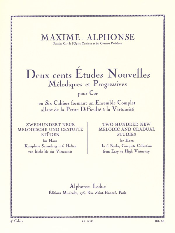 Maxime-Alphonse: 200 Etudes nouvelles Vol.4: 20 Etudes difficiles (Horn solo)