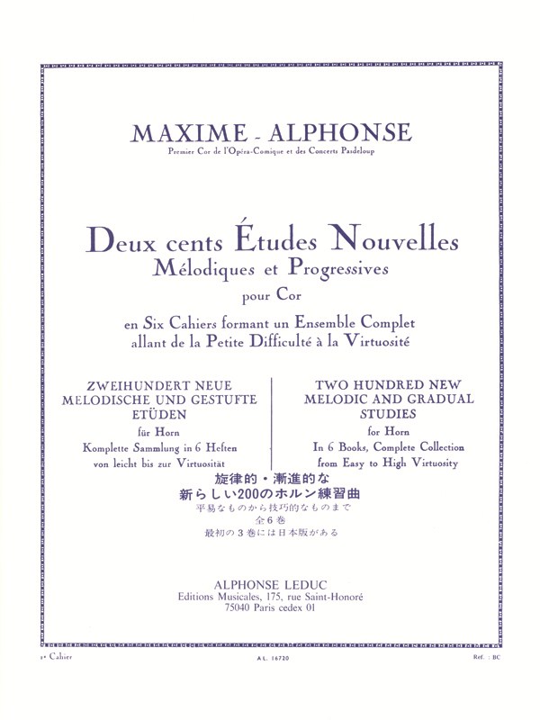 Maxime-Alphonse: 200 Etudes nouvelles Vol.2: 40 Etudes faciles (Horn solo)