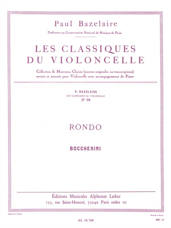 Luigi Boccherini: Rondo For Cello And Piano (Classiques No.38)