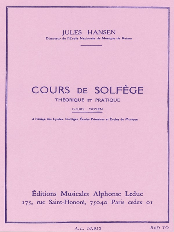 Hansen Solfege Theorique Et Pratique Cours Moyen Book