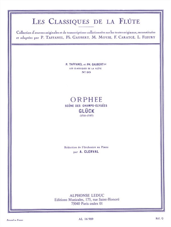 Christoph Willibald von Glück: Scène des Champs elysées (Classiques No.20) (Flute & Piano)