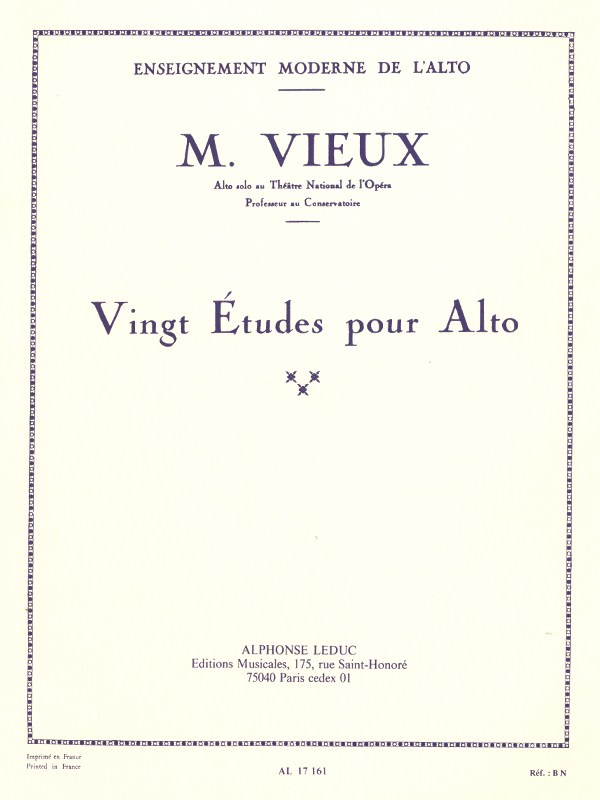 Maurice Vieux: 20 Etudes (Viola solo)