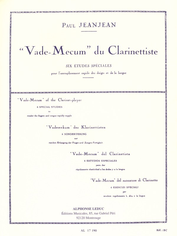 Paul Jeanjean: Vade-Mecum du Clarinettiste (Clarinet Solo)