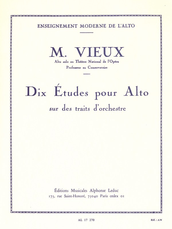 Maurice Vieux: 10 Etudes Pour Alto Sur Des Traits d'Orchestre (Viola)