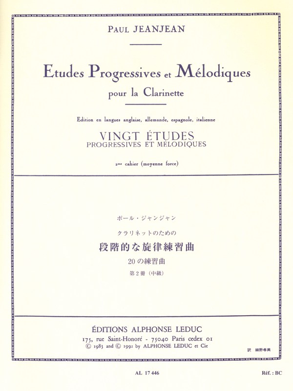 Paul Jeanjean: Etudes progressives et mélodiques Vol.2 (Clarinet solo)