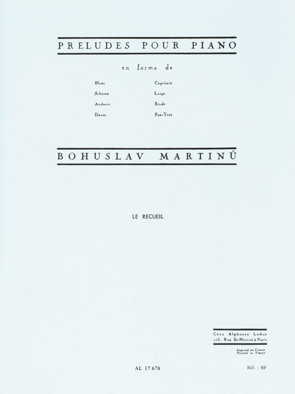 Bohuslav Martinu: Préludes Pour Piano